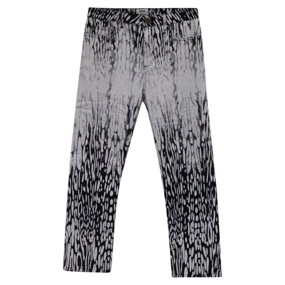 Acne Studios Printed Straight-Leg Jeans in Black and White Cotton